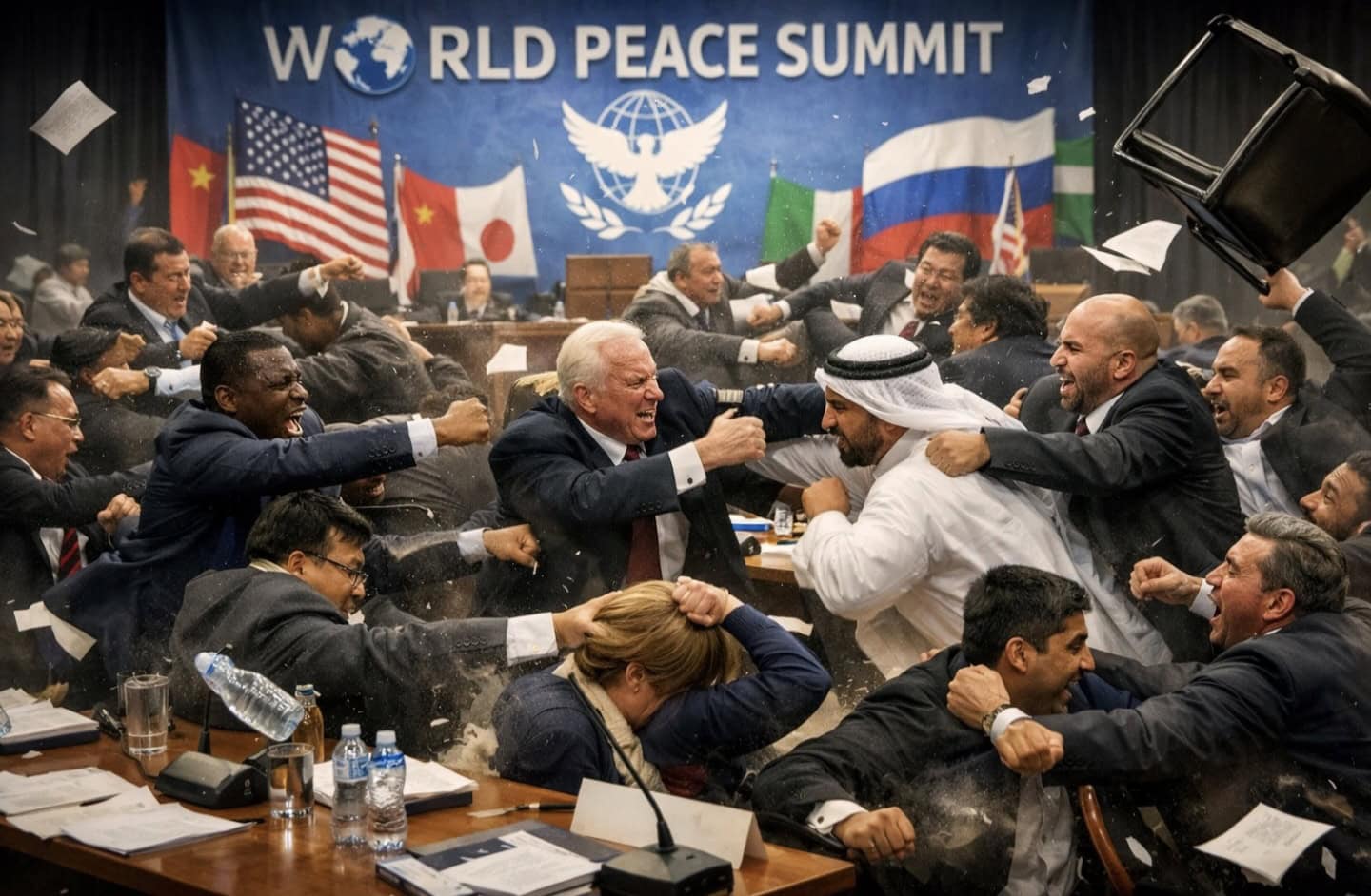 World Peace Summit Devolves Into Massive Brawl As Delegates ‘Punch Their Way to Harmony’