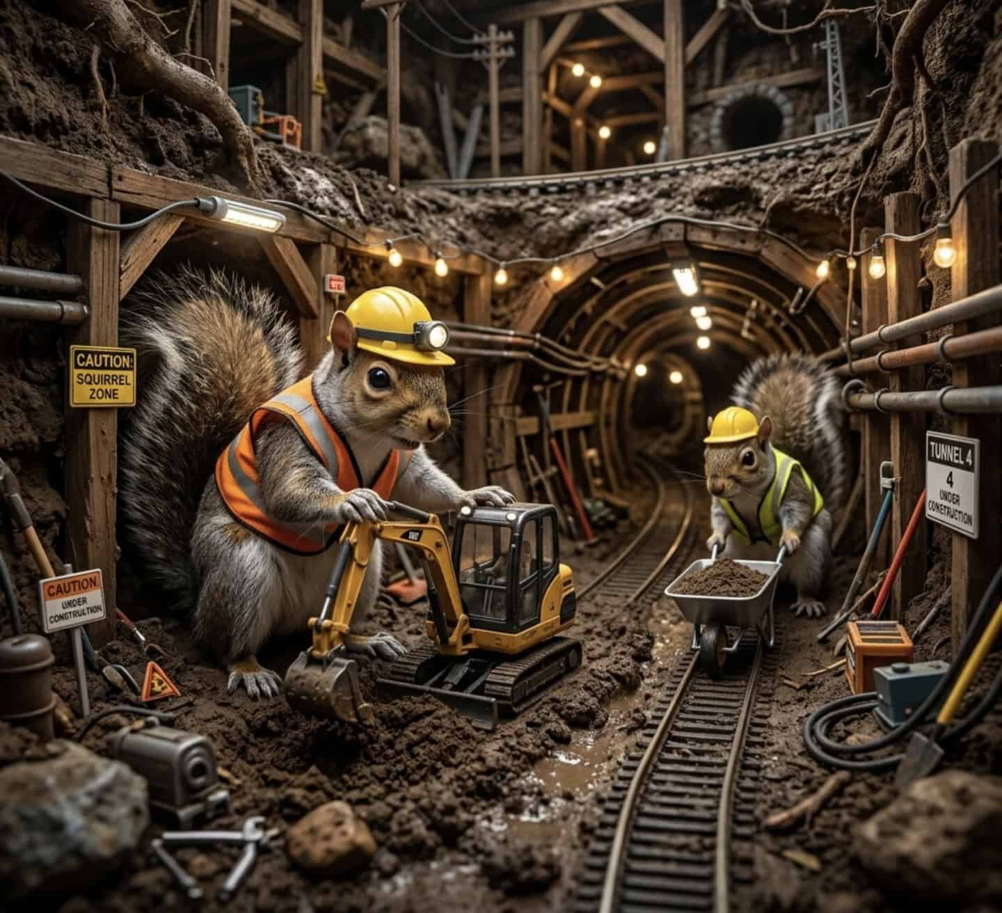 Canadian Squirrels Seen Wearing Tiny Hard Hats, Suspected of Building a Secret Underground Subway System