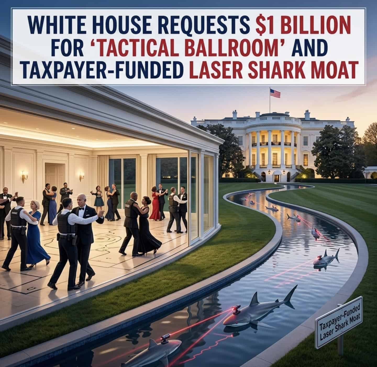 White House Requests $1 Billion for ‘Tactical Ballroom’ and Taxpayer-Funded Laser Shark Moat